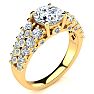 14K Yellow Gold 2 1/3 Carat Fancy Diamond Engagement Ring, With 1.25 Carat Center Image-2