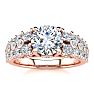 14K Rose Gold 2 1/3 Carat Fancy Diamond Engagement Ring, With 1.25 Carat Center Image-1