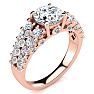 14K Rose Gold 2 1/3 Carat Fancy Diamond Engagement Ring, With 1.25 Carat Center Image-2