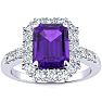 2 Carat Amethyst and Halo Diamond Ring In 14 Karat White Gold Image-1