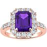 2 Carat Amethyst and Halo Diamond Ring In 14 Karat Rose Gold Image-1