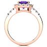 2 Carat Amethyst and Halo Diamond Ring In 14 Karat Rose Gold Image-3