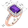 2 Carat Amethyst and Halo Diamond Ring In 14 Karat Rose Gold Image-5