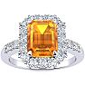 2 Carat Citrine and Halo Diamond Ring In 14 Karat White Gold Image-1