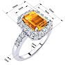 2 Carat Citrine and Halo Diamond Ring In 14 Karat White Gold Image-5