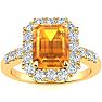 2 Carat Citrine and Halo Diamond Ring In 14 Karat Yellow Gold Image-1
