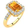 2 Carat Citrine and Halo Diamond Ring In 14 Karat Yellow Gold Image-2
