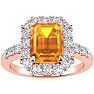 2 Carat Citrine and Halo Diamond Ring In 14 Karat Rose Gold Image-1