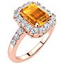 2 Carat Citrine and Halo Diamond Ring In 14 Karat Rose Gold Image-2