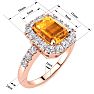 2 Carat Citrine and Halo Diamond Ring In 14 Karat Rose Gold Image-5