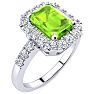 2 1/4 Carat Peridot and Halo Diamond Ring In 14 Karat White Gold Image-2