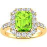 2 1/4 Carat Peridot and Halo Diamond Ring In 14 Karat Yellow Gold Image-1