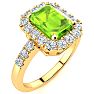 2 1/4 Carat Peridot and Halo Diamond Ring In 14 Karat Yellow Gold Image-2