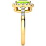 2 1/4 Carat Peridot and Halo Diamond Ring In 14 Karat Yellow Gold Image-4
