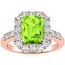 2 1/4 Carat Peridot and Halo Diamond Ring In 14 Karat Rose Gold Image-1