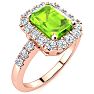 2 1/4 Carat Peridot and Halo Diamond Ring In 14 Karat Rose Gold Image-2