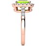 2 1/4 Carat Peridot and Halo Diamond Ring In 14 Karat Rose Gold Image-4