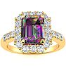 2 Carat Octagon Shape Mystic Topaz With Diamond Halo In 14 Karat Yellow Gold Image-1