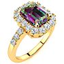 2 Carat Octagon Shape Mystic Topaz With Diamond Halo In 14 Karat Yellow Gold Image-2