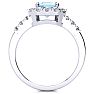 Aquamarine Ring: Aquamarine Jewelry: 2 Carat Aquamarine and Halo Diamond Ring In 14 Karat White Gold
 Image-3