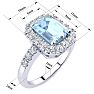 Aquamarine Ring: Aquamarine Jewelry: 2 Carat Aquamarine and Halo Diamond Ring In 14 Karat White Gold
 Image-5