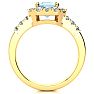 Aquamarine Ring: Aquamarine Jewelry: 2 Carat Aquamarine and Halo Diamond Ring In 14 Karat Yellow Gold
 Image-3