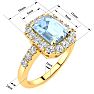 Aquamarine Ring: Aquamarine Jewelry: 2 Carat Aquamarine and Halo Diamond Ring In 14 Karat Yellow Gold
 Image-5