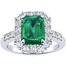 2 Carat Emerald and Halo Diamond Ring In 14 Karat White Gold Image-1