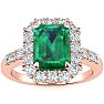 2 Carat Emerald and Halo Diamond Ring In 14 Karat Rose Gold Image-1