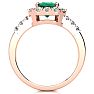 2 Carat Emerald and Halo Diamond Ring In 14 Karat Rose Gold Image-3
