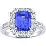 2 1/4 Carat Tanzanite and Halo Diamond Ring In 14 Karat White Gold Image-1