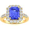2 1/4 Carat Tanzanite and Halo Diamond Ring In 14 Karat Yellow Gold Image-1
