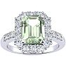 2 Carat Green Amethyst and Halo Diamond Ring In 14 Karat White Gold Image-1