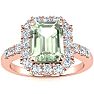 2 Carat Green Amethyst and Halo Diamond Ring In 14 Karat Rose Gold Image-1