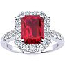 2 3/4 Carat Ruby and Halo Diamond Ring In 14 Karat White Gold Image-1