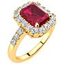 2 3/4 Carat Ruby and Halo Diamond Ring In 14 Karat Yellow Gold Image-2