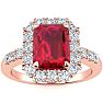 2 3/4 Carat Ruby and Halo Diamond Ring In 14 Karat Rose Gold Image-1