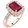 2 3/4 Carat Ruby and Halo Diamond Ring In 14 Karat Rose Gold Image-2