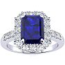2 3/4 Carat Sapphire and Halo Diamond Ring In 14 Karat White Gold Image-1