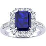 2 3/4 Carat Sapphire and Halo Diamond Ring In 14 Karat White Gold Image-1
