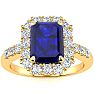 2 3/4 Carat Sapphire and Halo Diamond Ring In 14 Karat Yellow Gold Image-1