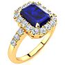 2 3/4 Carat Sapphire and Halo Diamond Ring In 14 Karat Yellow Gold Image-2