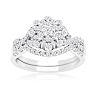 3/4 Carat Floral Halo Diamond Bridal Set in 14 Karat White Gold Image-1