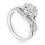 3/4 Carat Floral Halo Diamond Bridal Set in 14 Karat White Gold Image-3