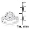 3/4 Carat Floral Halo Diamond Bridal Set in 14 Karat White Gold Image-4