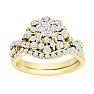 1 Carat Floral Halo Diamond Bridal Set in 14 Karat Yellow Gold

 Image-1