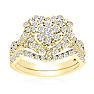 1 Carat Heart Halo Diamond Bridal Set in 14 Karat Yellow Gold
 Image-1