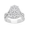 1 Carat Oval Halo Diamond Bridal Set in 14 Karat White Gold Image-1