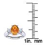 1 Carat Oval Shape Citrine and Two Diamond Ring In 14 Karat White Gold Image-5