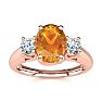 1 Carat Oval Shape Citrine and Two Diamond Ring In 14 Karat Rose Gold Image-1